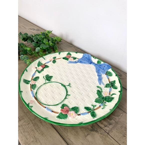 Vintage Haldon Group Japan Ceramic Serving Platter Basketweave Bow Cottagecore - Picture 8 of 12